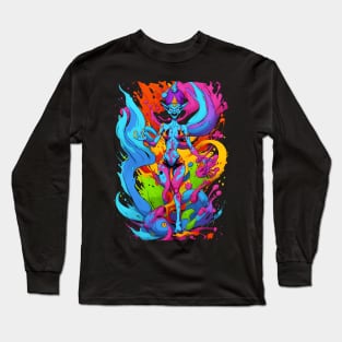 Evil genie color mix candy color splash style abstract art Long Sleeve T-Shirt